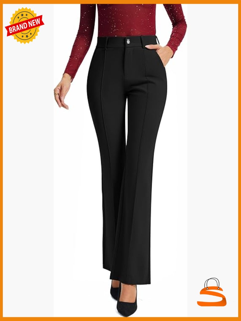 High Waist Bootcut Dress Pants With Pockets Stretchy Slacks Office Work Casual